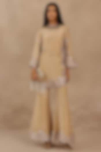 Golden Tissue Applique & Zari Work Kurta by Twenty Nine at Pernia's Pop Up Shop