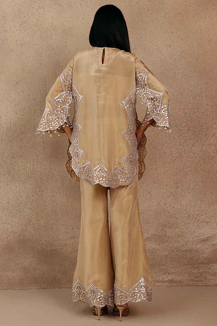 Golden Tissue Applique & Zari Work Kurta by Twenty Nine at Pernia's Pop Up Shop