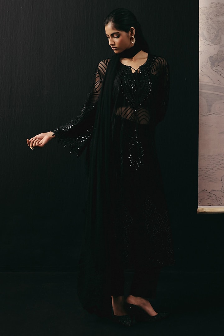 Black Dola Silk Cigarette Pants by Twenty Nine at Pernia's Pop Up Shop