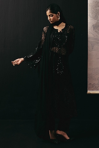 Black Dola Silk Cigarette Pants by Twenty Nine