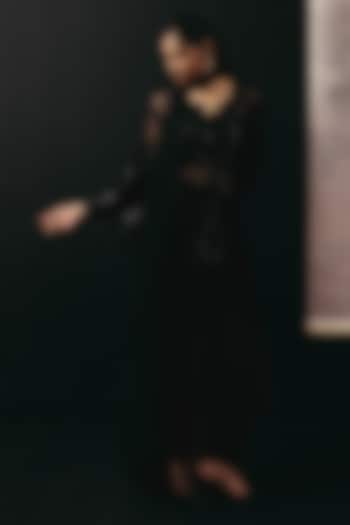 Black Tulle Mirror Work Dupatta by Twenty Nine at Pernia's Pop Up Shop