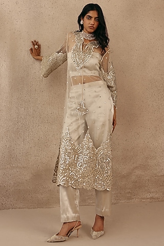 Silver Brocade Bandeau Top by Twenty Nine