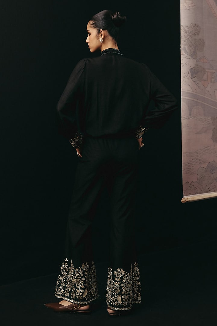 Black Dola Silk Palazzo Pants by Twenty Nine at Pernia's Pop Up Shop