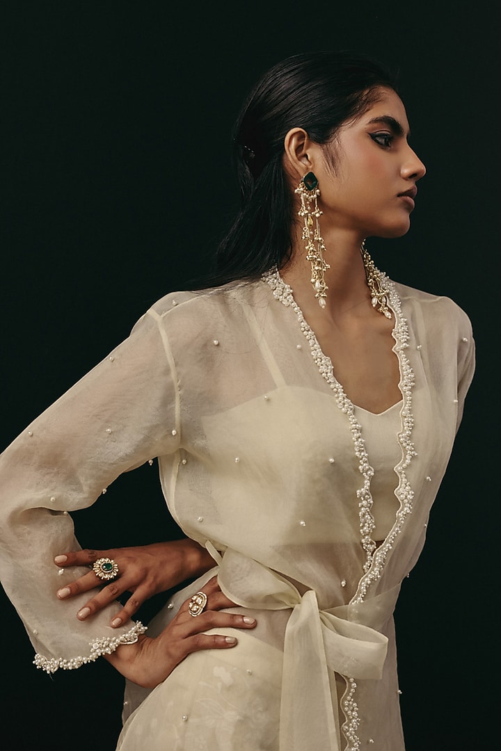 Ivory Crepe Silk Bandeau Top by Twenty Nine at Pernia's Pop Up Shop