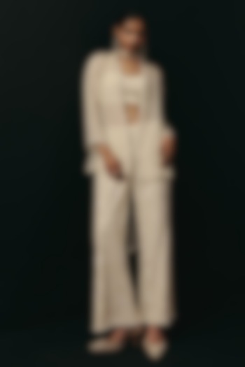 Ivory Crepe Silk Palazzo Pants by Twenty Nine at Pernia's Pop Up Shop