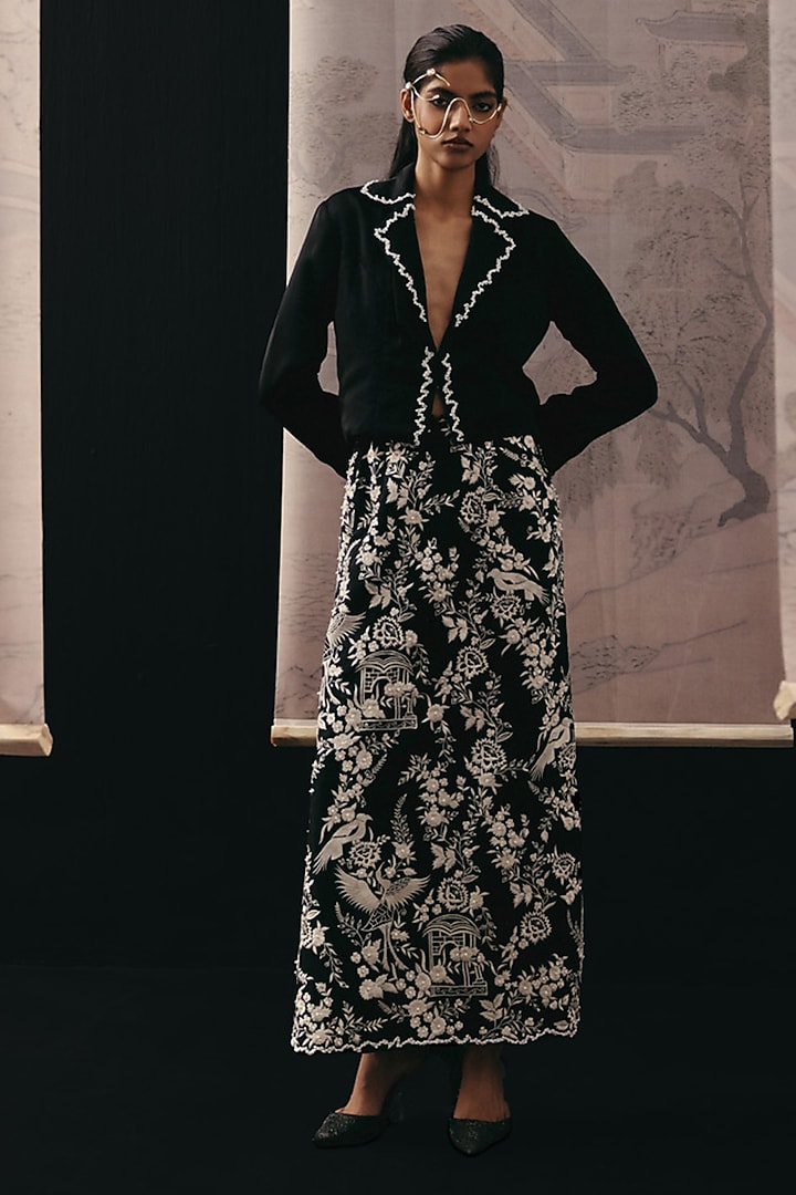 Black Crepe Silk Pencil Skirt by Twenty Nine at Pernia's Pop Up Shop