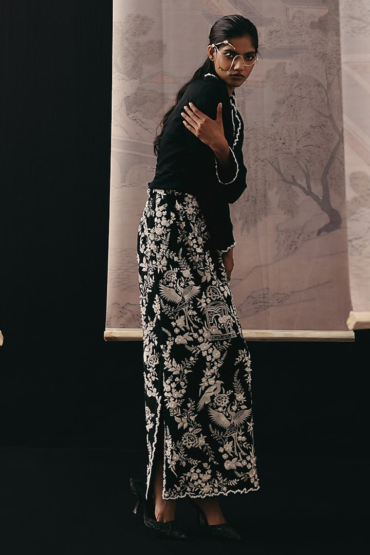Black Crepe Silk Pencil Skirt by Twenty Nine at Pernia's Pop Up Shop
