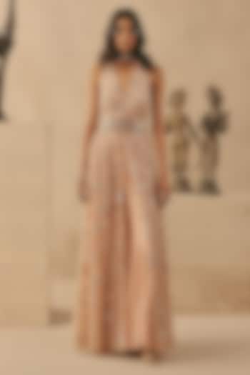 Blush Net Hand Embroidered Cocktail Dress by Twenty Nine at Pernia's Pop Up Shop