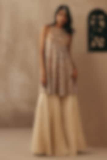 Blush Pink Net Pearl Embellished Top by Twenty Nine at Pernia's Pop Up Shop