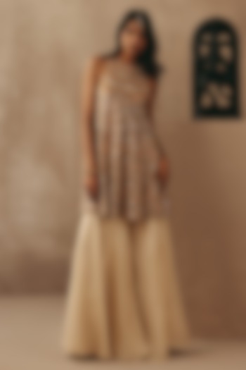 Silver Tissue Flared Pants by Twenty Nine at Pernia's Pop Up Shop