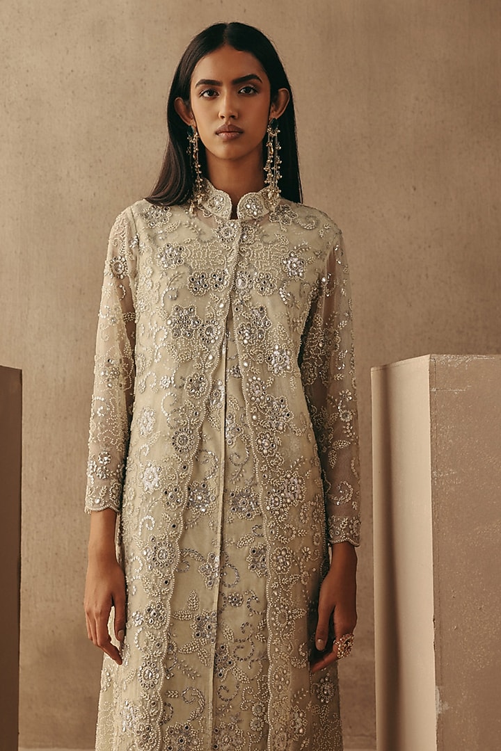 Natural Net Mirror Work Layered Jacket Cocktail Dress by Twenty Nine at Pernia's Pop Up Shop