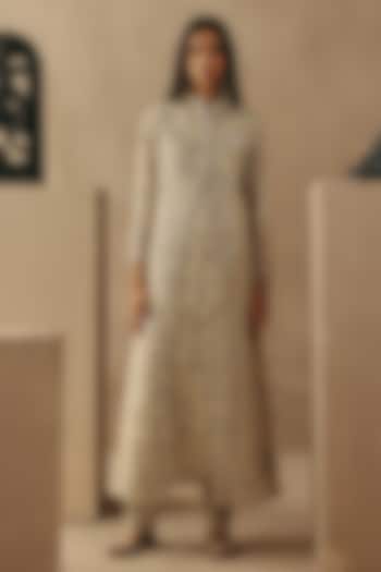 Silver Brocade Cigarette Pants by Twenty Nine at Pernia's Pop Up Shop