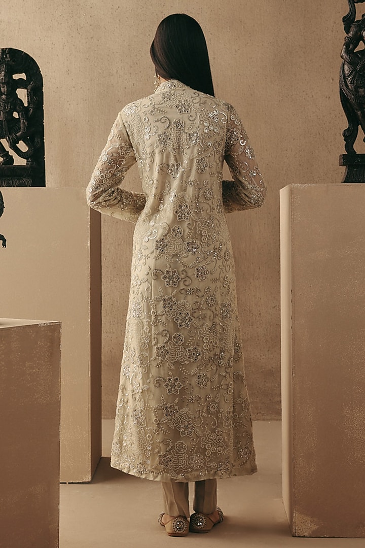Silver Brocade Cigarette Pants by Twenty Nine at Pernia's Pop Up Shop