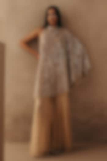 Natural Tulle Mirror Work Boot-Cut Pants by Twenty Nine at Pernia's Pop Up Shop