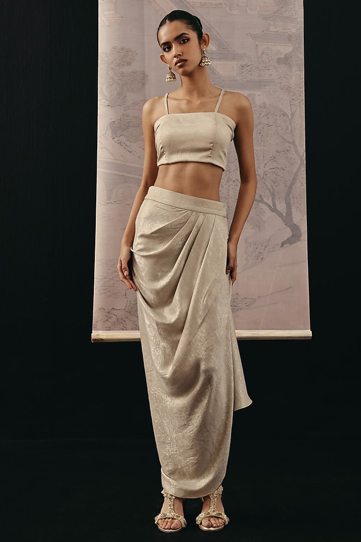 Silver Shimmer Lycra Pick-Up Skirt by Twenty Nine at Pernia's Pop Up Shop