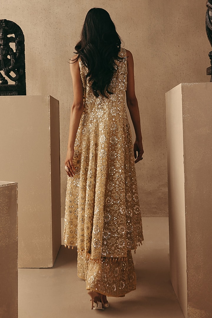 Golden Net Mirror & Beads Work Tunic by Twenty Nine at Pernia's Pop Up Shop