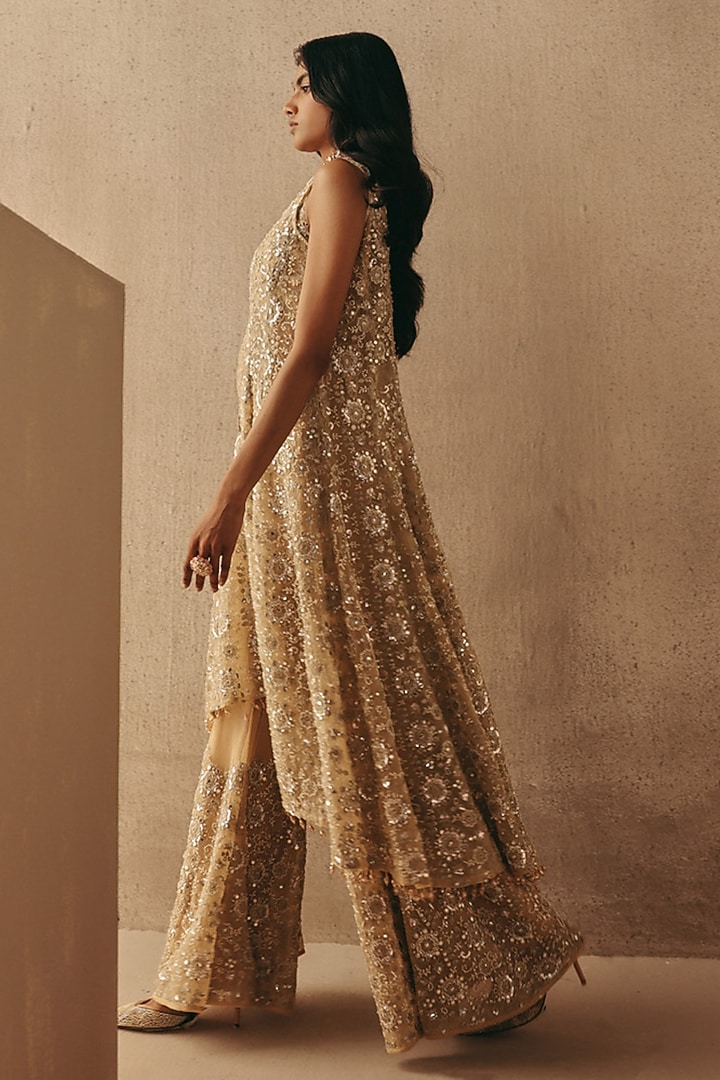 Golden Net Mirror & Beads Work Tunic by Twenty Nine at Pernia's Pop Up Shop
