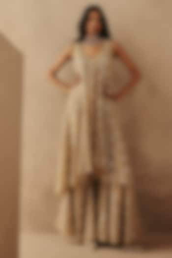 Golden Net Mirror & Beads Work Boot-Cut Pants by Twenty Nine at Pernia's Pop Up Shop