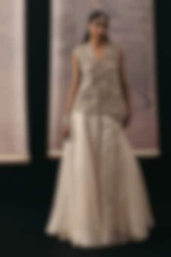 Silver Tissue Flared Pants by Twenty Nine at Pernia's Pop Up Shop