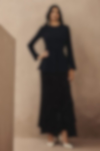 Black Net Mirror Work Skirt by Twenty Nine at Pernia's Pop Up Shop