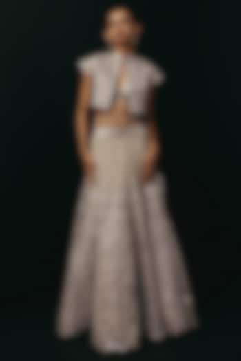 Silver Net Mirror Work Jacket Wedding Lehenga Set by Twenty Nine at Pernia's Pop Up Shop