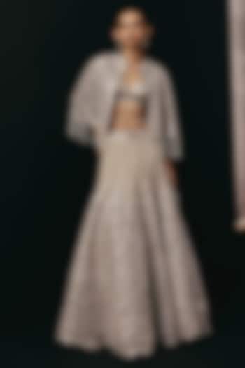 Silver Net Mirror Work Jacket Wedding Lehenga Set by Twenty Nine at Pernia's Pop Up Shop