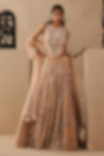 Multi-Colored Net Mirror Work Conical Bridal Lehenga Set by Twenty Nine at Pernia's Pop Up Shop