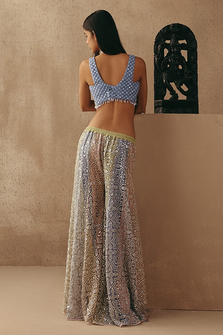 Multi-Colored Net Mirror Work Bridal Sharara Set by Twenty Nine at Pernia's Pop Up Shop