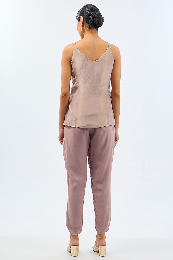 Pink Georgette Slit Pants by Twenty Nine at Pernia's Pop Up Shop