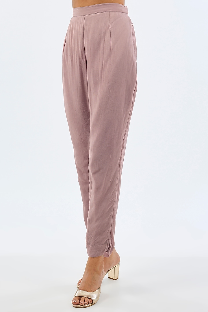 Pink Georgette Slit Pants by Twenty Nine at Pernia's Pop Up Shop