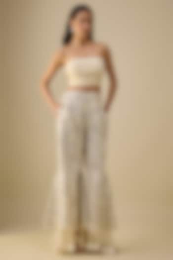 Off-White Stretch Satin Bandeau by Twenty Nine at Pernia's Pop Up Shop