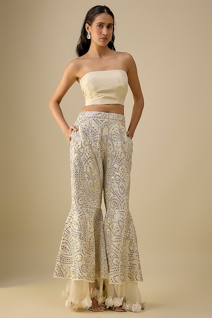 Off-White Stretch Satin Bandeau by Twenty Nine at Pernia's Pop Up Shop