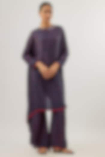 Navy Silk Bandhani Top by Twenty Nine at Pernia's Pop Up Shop