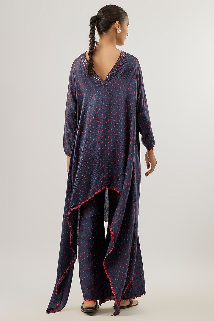 Navy Silk Bandhani Top by Twenty Nine at Pernia's Pop Up Shop