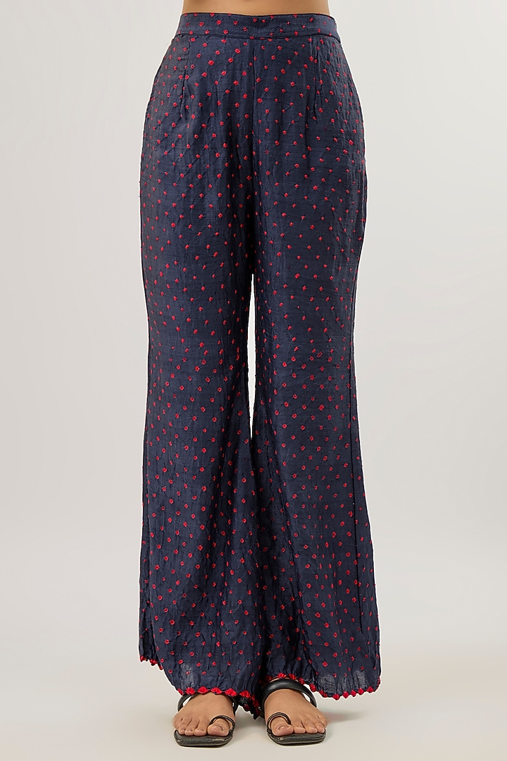 Navy Silk Bandhani Top by Twenty Nine at Pernia's Pop Up Shop