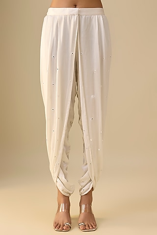 Off-White Modal Satin Dhoti by Twenty Nine