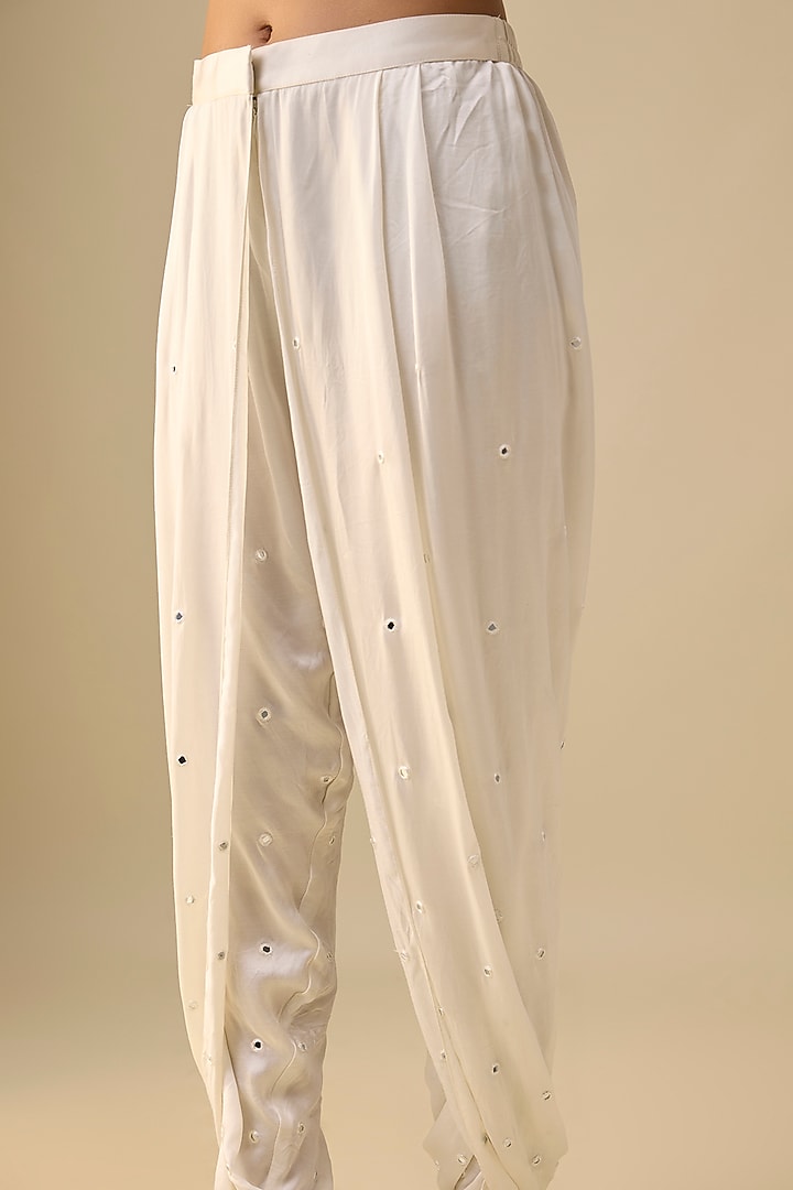 Off-White Modal Satin Dhoti by Twenty Nine at Pernia's Pop Up Shop