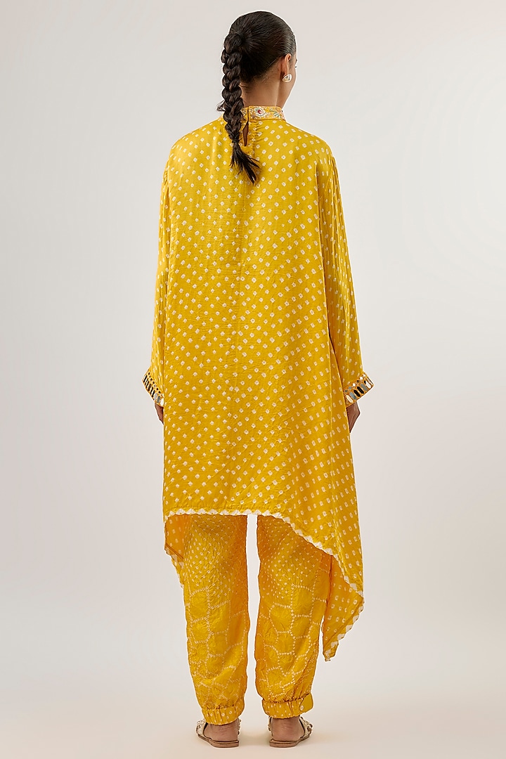 Yellow Gajji Silk Bandhani Tunic by Twenty Nine at Pernia's Pop Up Shop