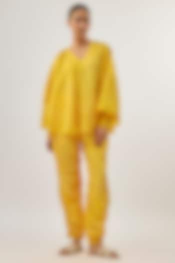 Yellow Silk Cape Top by Twenty Nine at Pernia's Pop Up Shop