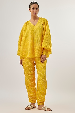 Yellow Silk Cape Top by Twenty Nine