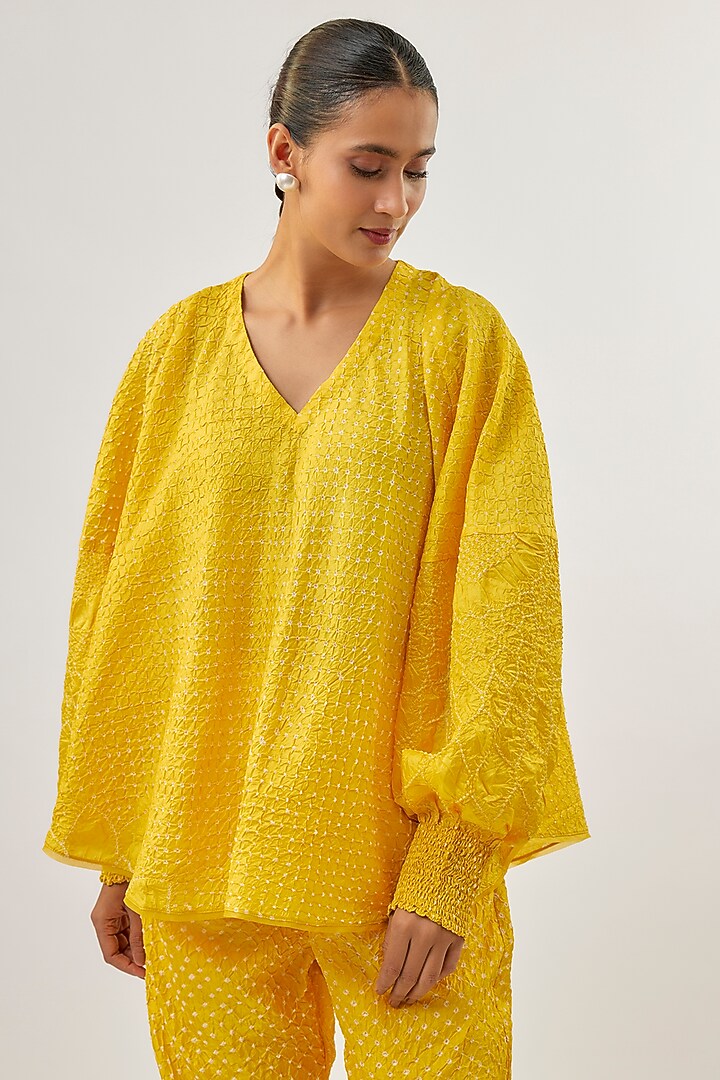 Yellow Silk Cape Top by Twenty Nine at Pernia's Pop Up Shop
