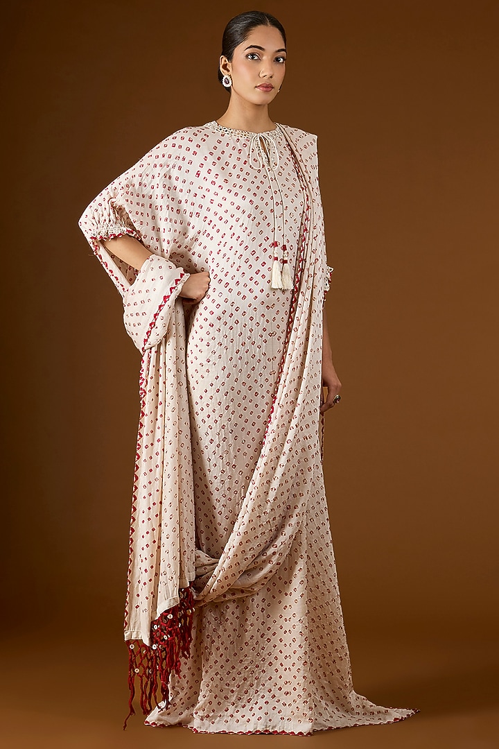 Off-White Silk Draped Kaftan by Twenty Nine at Pernia's Pop Up Shop