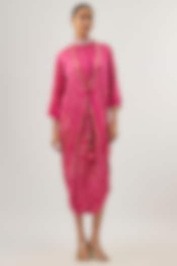 Pink Gaji Silk Dhoti Pant Party Wear Saree by Twenty Nine at Pernia's Pop Up Shop