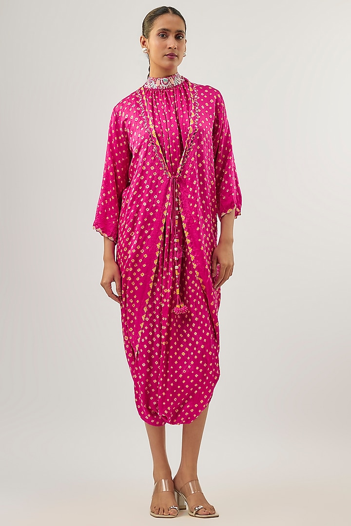 Pink Gaji Silk Dhoti Pant Party Wear Saree by Twenty Nine at Pernia's Pop Up Shop