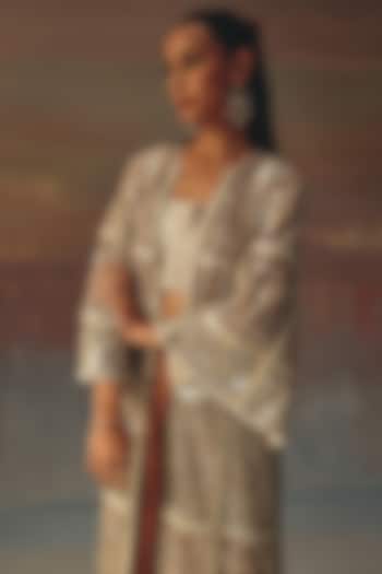 Silver Brocade Mirror Work Bandeau by Twenty Nine at Pernia's Pop Up Shop