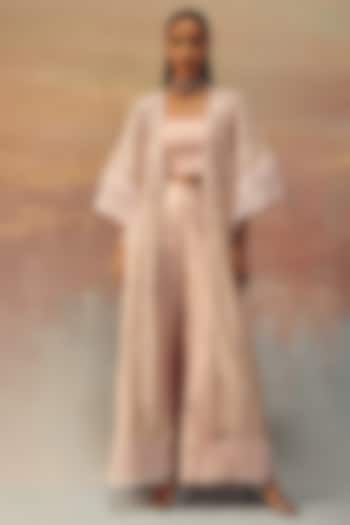 Blush Pink Georgette Mirror Work Kaftan by Twenty Nine at Pernia's Pop Up Shop