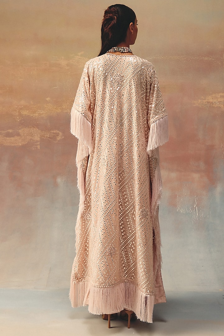 Blush Pink Georgette Mirror Work Kaftan by Twenty Nine at Pernia's Pop Up Shop