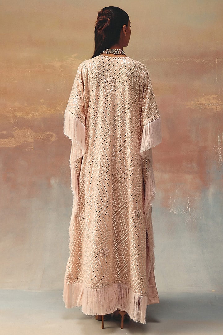 Blush Pink Dupion Mirror Work Ankle-Length Pants by Twenty Nine at Pernia's Pop Up Shop
