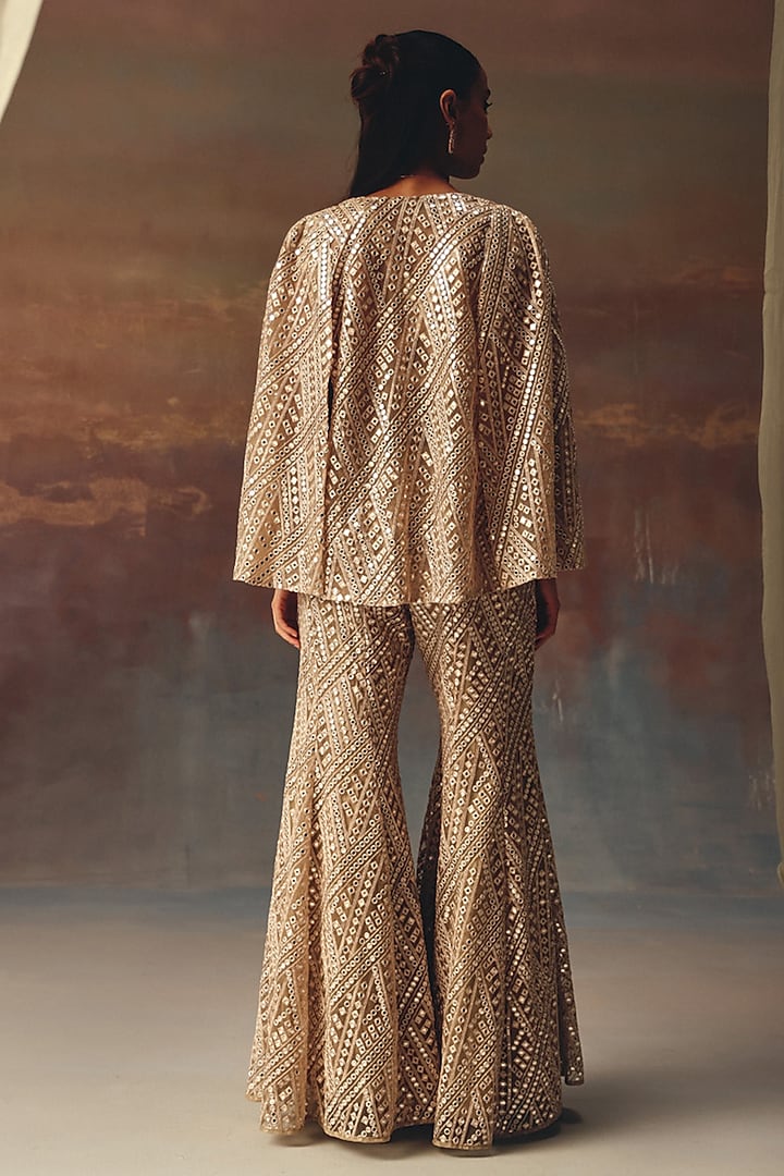 Gold Soft Net Mirror Work Jacket by Twenty Nine at Pernia's Pop Up Shop