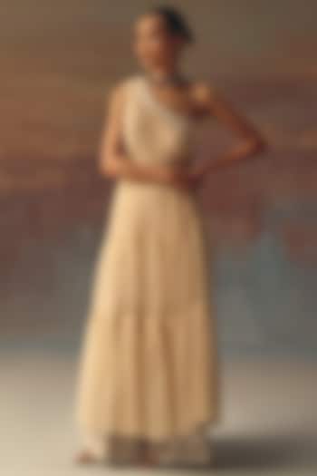 Peach Soft Net Mirror Embellished Palazzo Pants by Twenty Nine at Pernia's Pop Up Shop